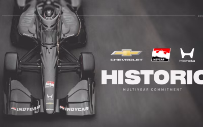 Gráfico oficial compromiso histórico Chevrolet y Honda con INDYCAR renovación multianual y nuevos motores 2028